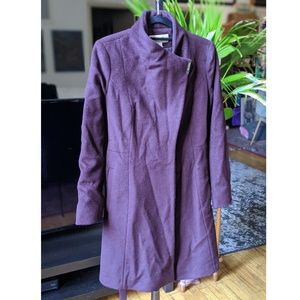 Michael Kors Midi Wool Coat in Eggplant